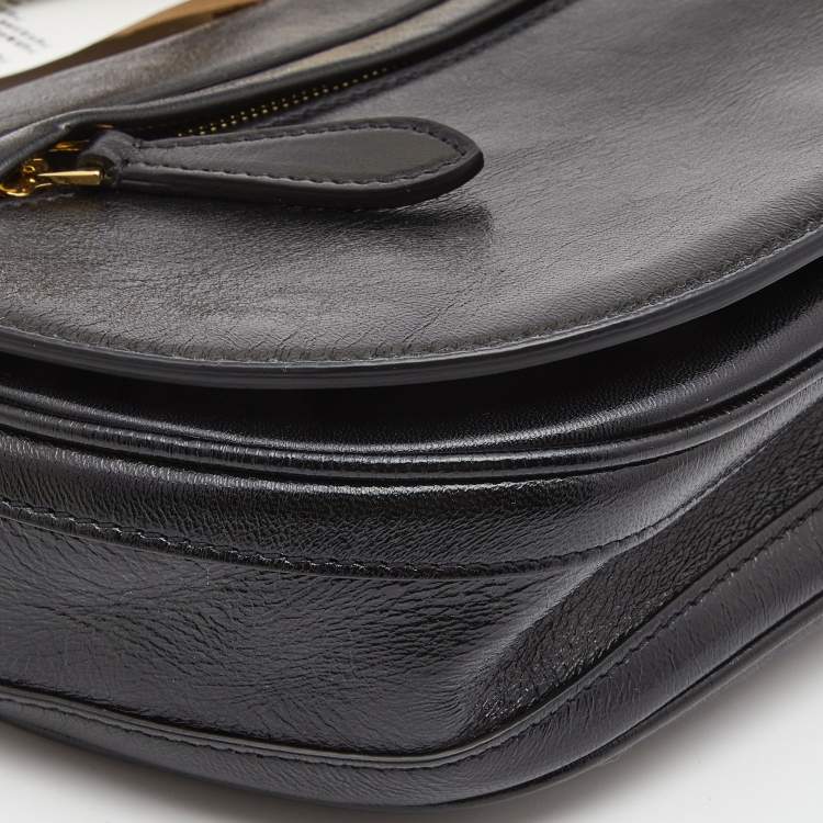Pre Owned Burberry Black Soft Leather Small Olympia Shoulder Bag