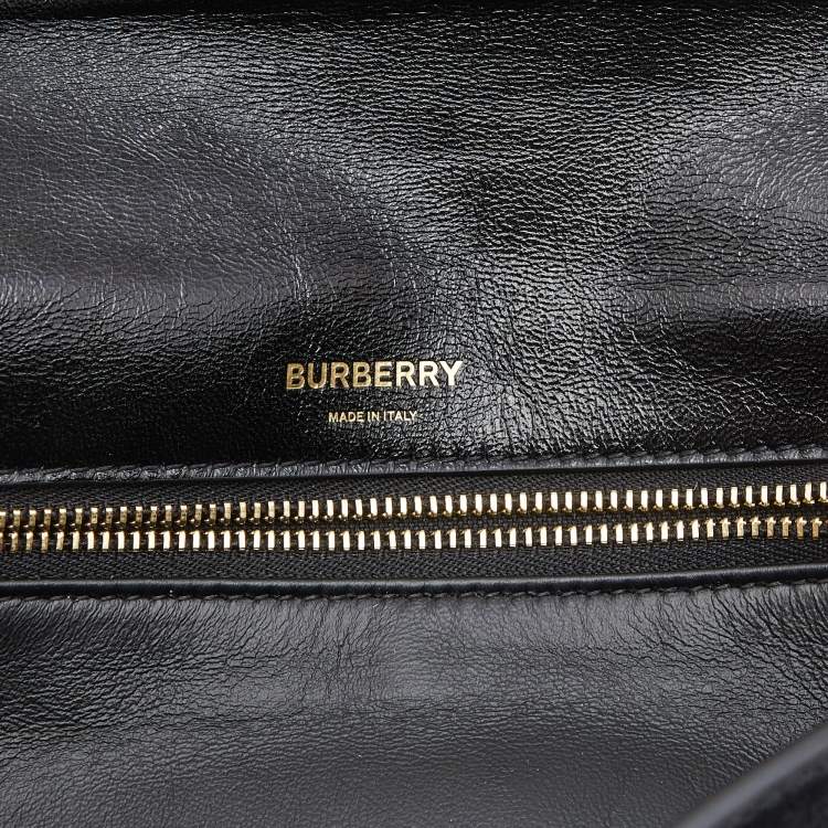 Pre Owned Burberry Black Soft Leather Small Olympia Shoulder Bag