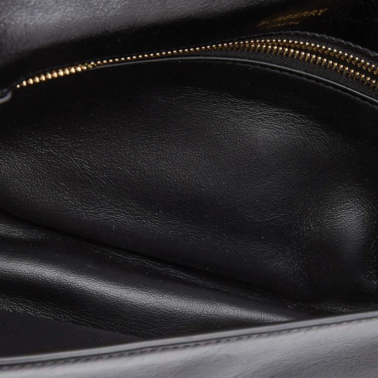 Pre Owned Burberry Black Soft Leather Small Olympia Shoulder Bag