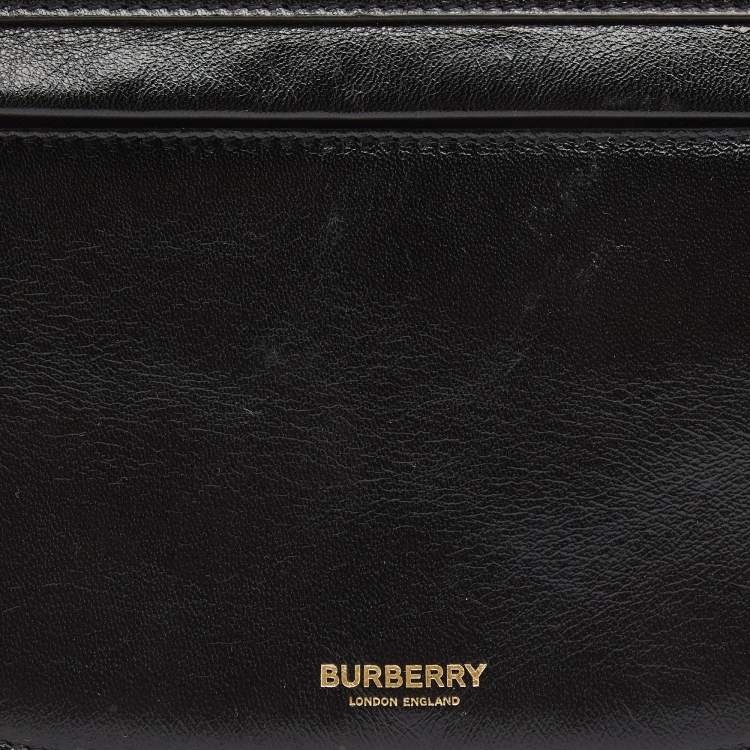 Pre Owned Burberry Black Soft Leather Small Olympia Shoulder Bag