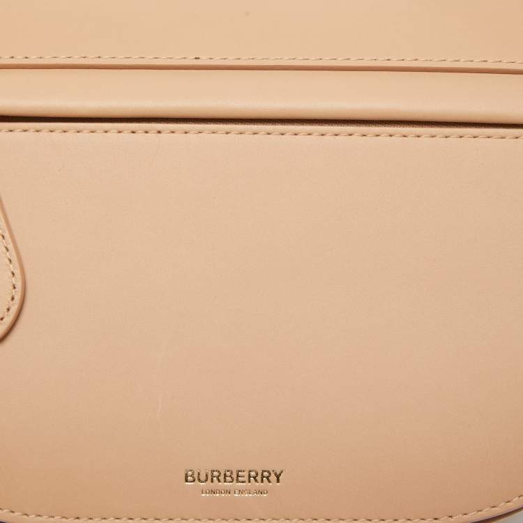 Pre Owned Burberry Beige Leather Small Studded Olympia Shoulder Bag