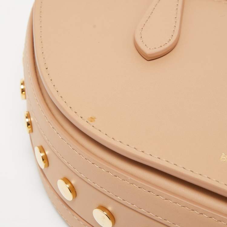 Pre Owned Burberry Beige Leather Small Studded Olympia Shoulder Bag