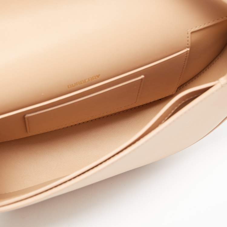 Pre Owned Burberry Beige Leather Small Studded Olympia Shoulder Bag