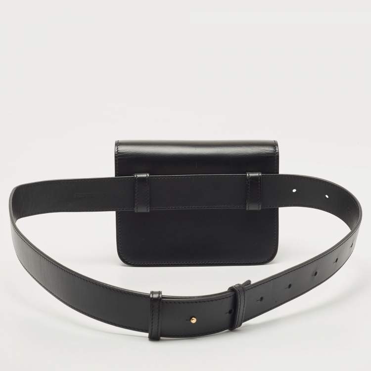 Pre Owned Burberry Black Leather TB Belt Bag
