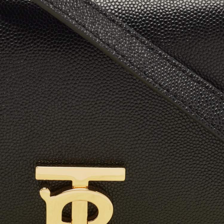 Pre Owned Burberry Black Leather Mini TB Shoulder Bag