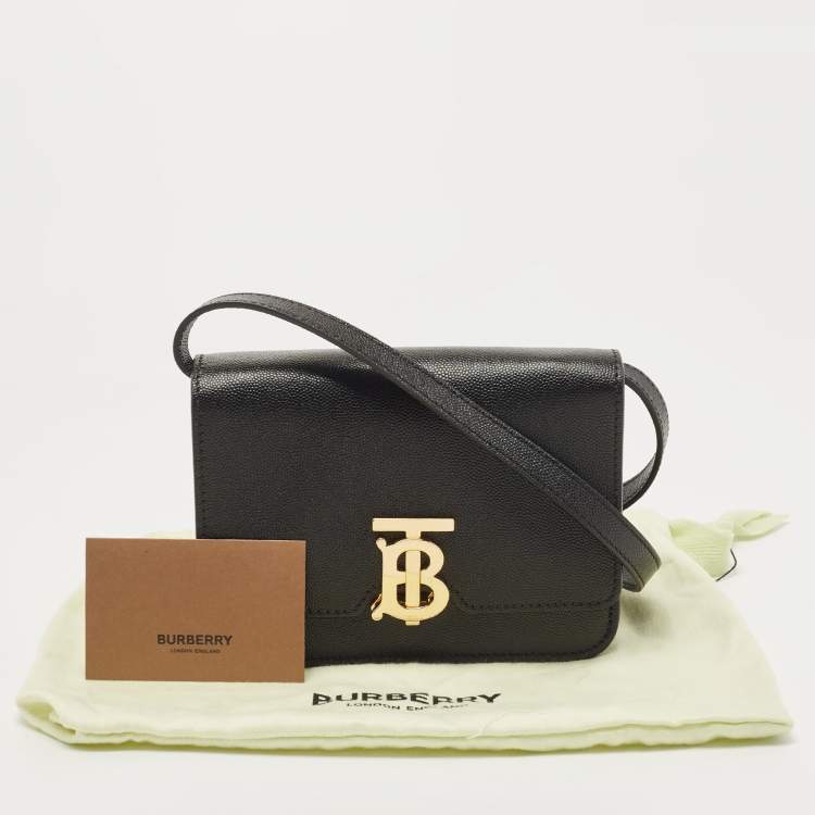 Pre Owned Burberry Black Leather Mini TB Shoulder Bag