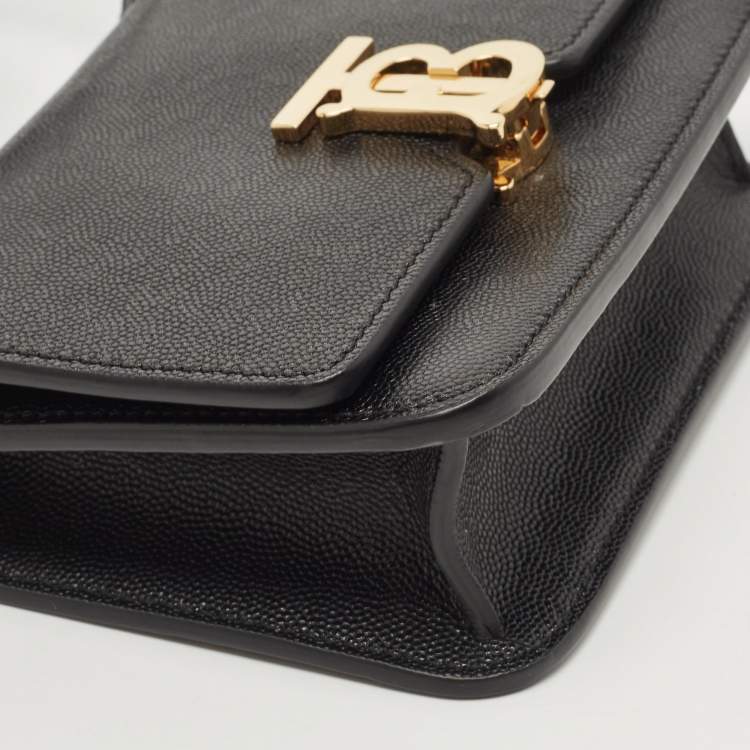 Pre Owned Burberry Black Leather Mini TB Shoulder Bag
