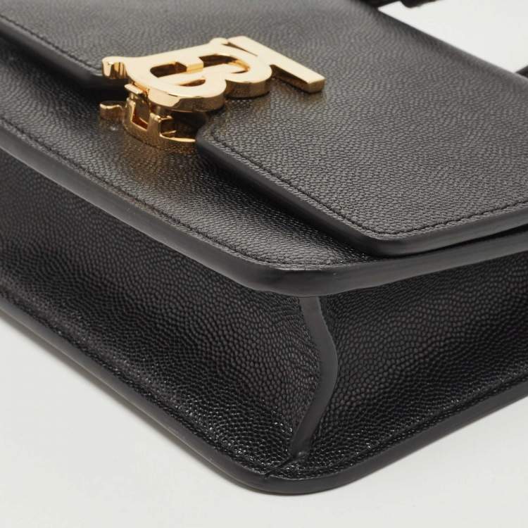 Pre Owned Burberry Black Leather Mini TB Shoulder Bag