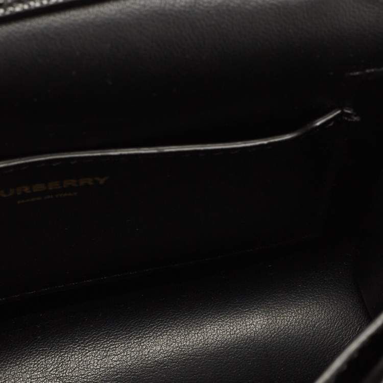 Pre Owned Burberry Black Leather Mini TB Shoulder Bag