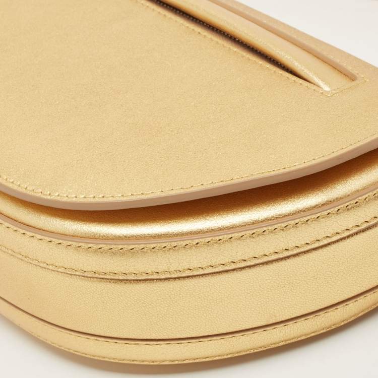 Pre Owned Burberry Gold Leather Small Olympia Shoulder Bag