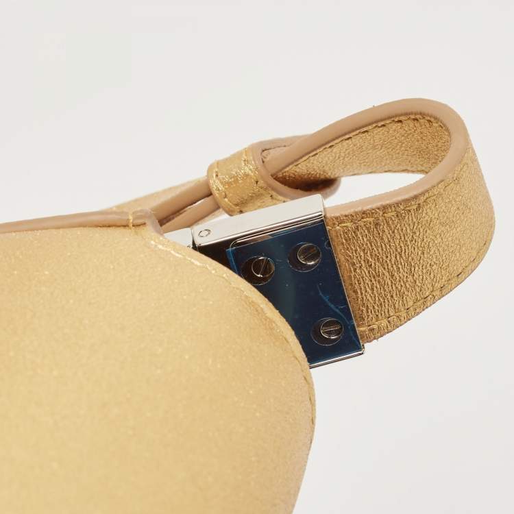 Pre Owned Burberry Gold Leather Small Olympia Shoulder Bag
