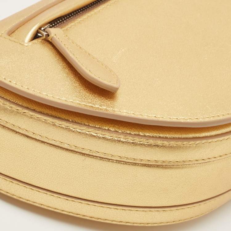Pre Owned Burberry Gold Leather Small Olympia Shoulder Bag