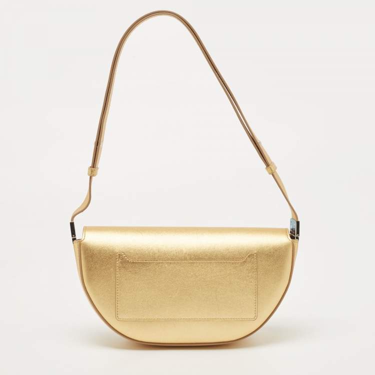 Pre Owned Burberry Gold Leather Small Olympia Shoulder Bag
