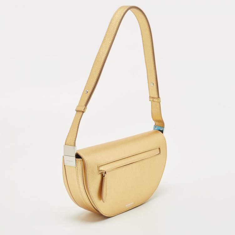 Pre Owned Burberry Gold Leather Small Olympia Shoulder Bag