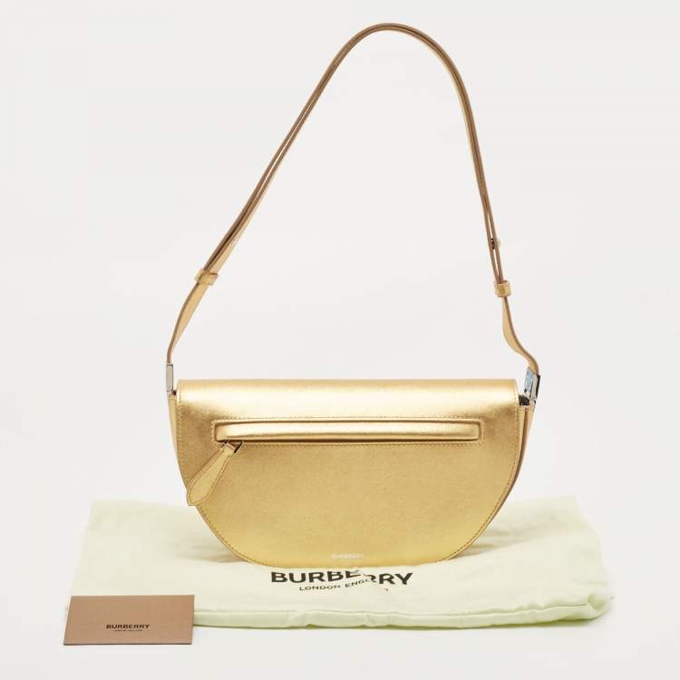 Pre Owned Burberry Gold Leather Small Olympia Shoulder Bag