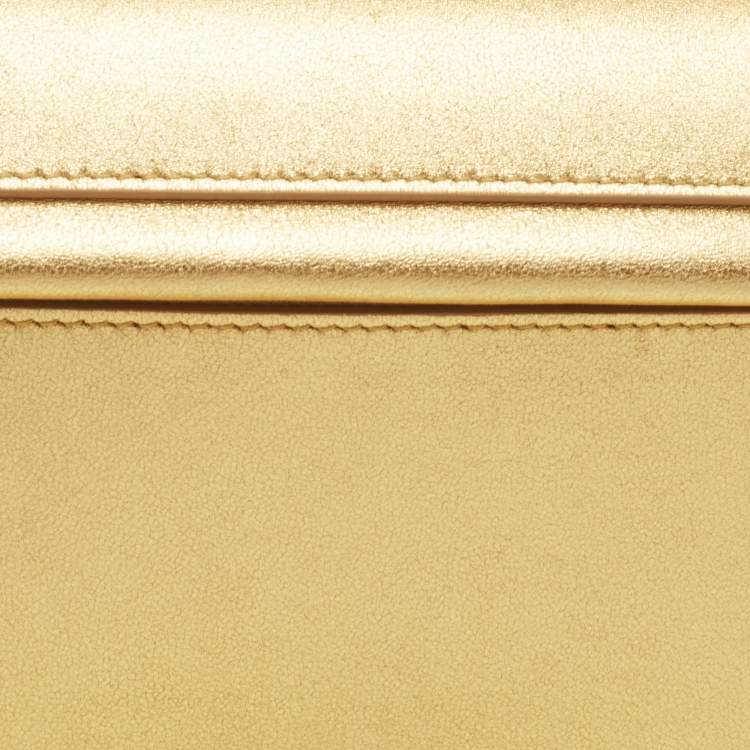 Pre Owned Burberry Gold Leather Small Olympia Shoulder Bag