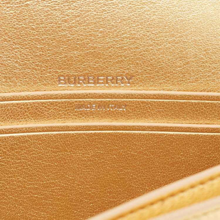 Pre Owned Burberry Gold Leather Small Olympia Shoulder Bag