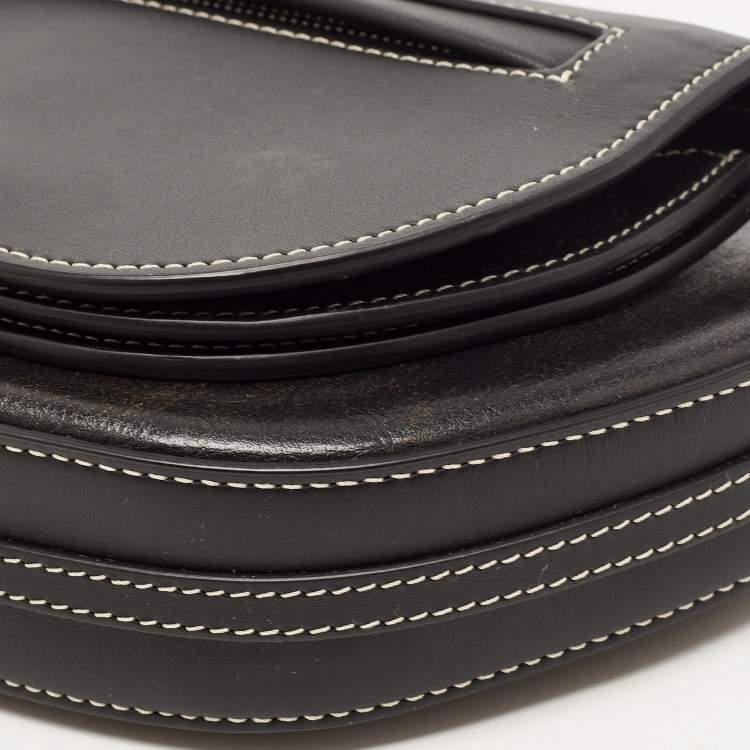 Pre Owned Burberry Black Leather Mini Double Olympia Bag