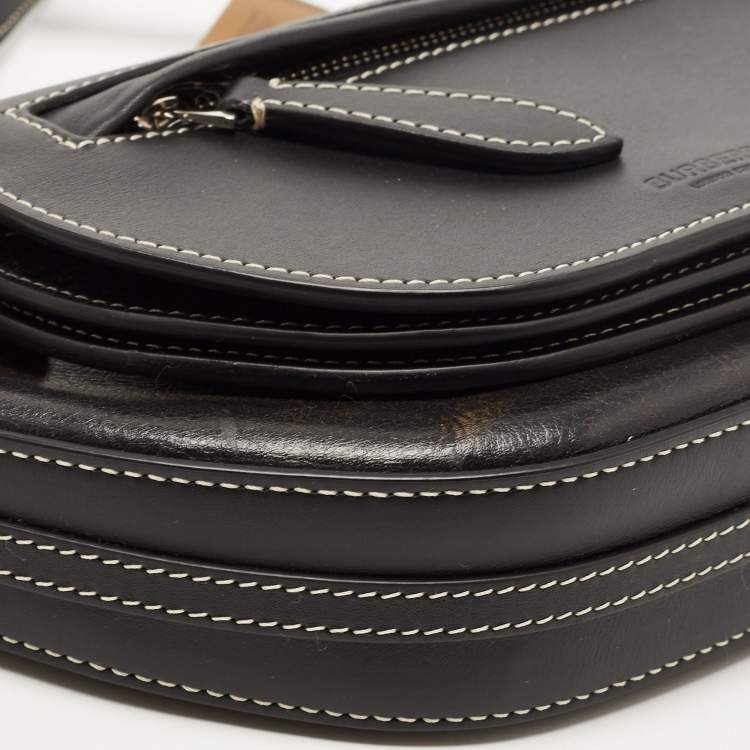 Pre Owned Burberry Black Leather Mini Double Olympia Bag