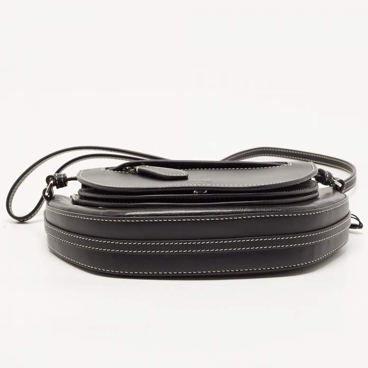 Pre Owned Burberry Black Leather Mini Double Olympia Bag