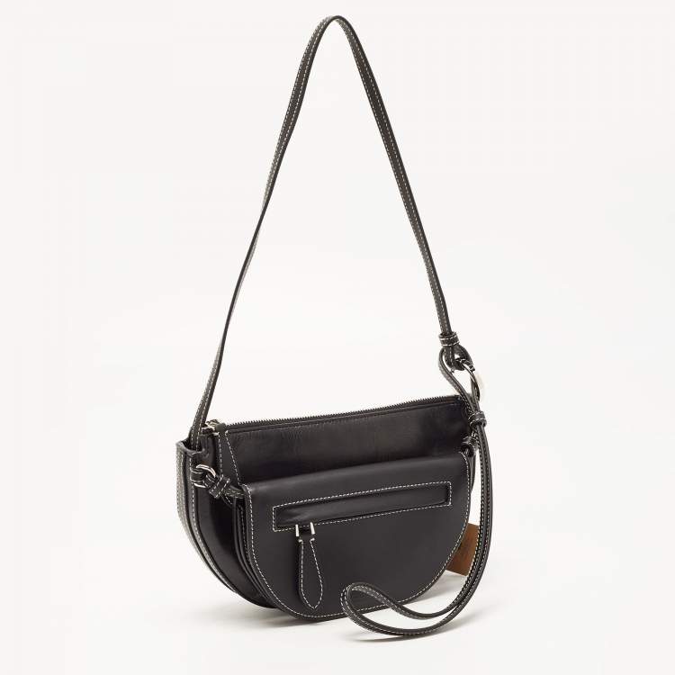 Pre Owned Burberry Black Leather Mini Double Olympia Bag