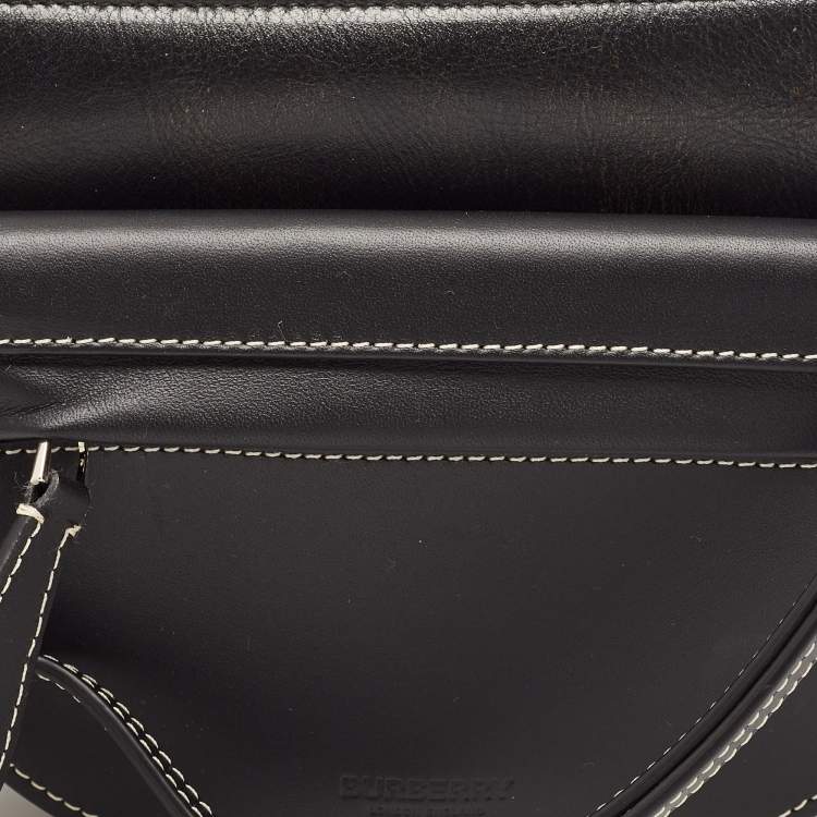 Pre Owned Burberry Black Leather Mini Double Olympia Bag