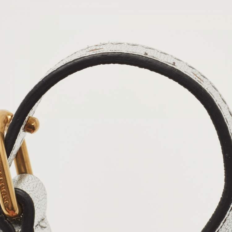 Pre Owned Burberry Silver Leather Penhurst Crossbody Bag