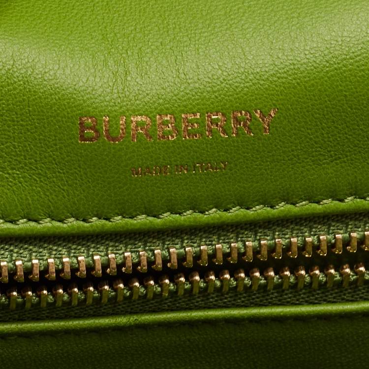 Pre Owned Burberry Two Tone Green Leather Small Olympia Shoulder Bag