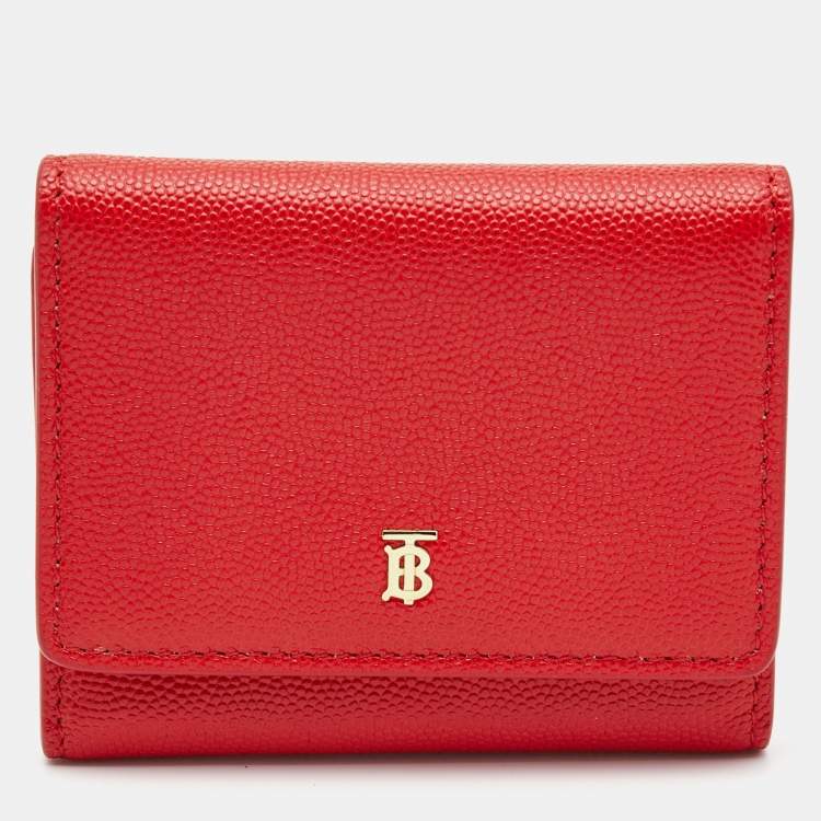 Burberry Red Leather TB Sidney Trifold Card Case Burberry | The Luxury ...