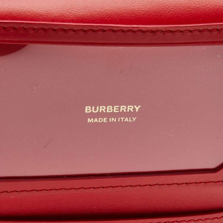 Pre Owned Burberry Red Leather TB Sidney Trifold Card Case