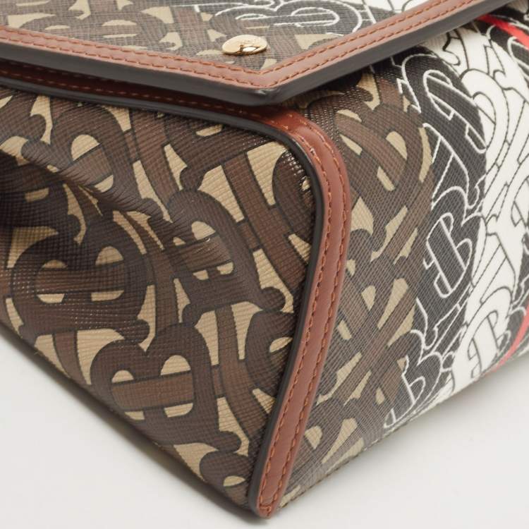 Pre Owned Burberry Brown TB Monogram Coated Canvas and Leather Hackberry Crossbody Bag