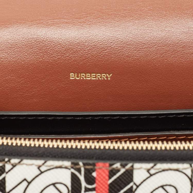 Pre Owned Burberry Brown TB Monogram Coated Canvas and Leather Hackberry Crossbody Bag