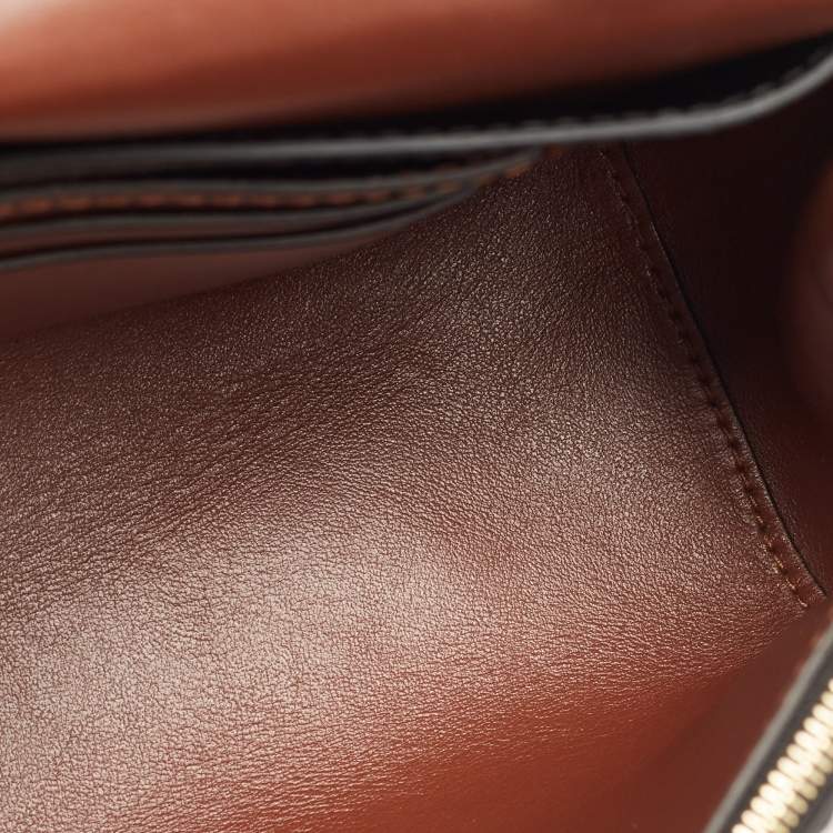 Pre Owned Burberry Brown TB Monogram Coated Canvas and Leather Hackberry Crossbody Bag