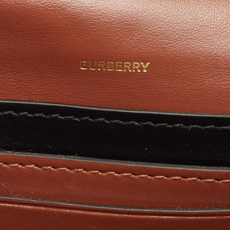 Pre Owned Burberry Brown TB Monogram Coated Canvas and Leather Hackberry Crossbody Bag