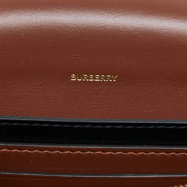 Pre Owned Burberry Brown TB Monogram Coated Canvas and Leather Hackberry Crossbody Bag