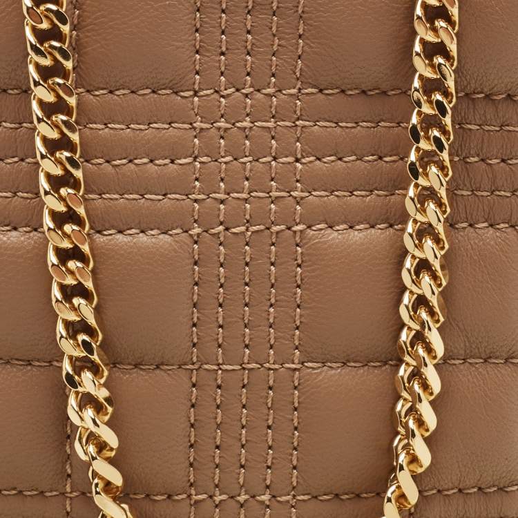 Pre Owned Burberry Brown Quilted Leather Mini Vertical Lola Pouch