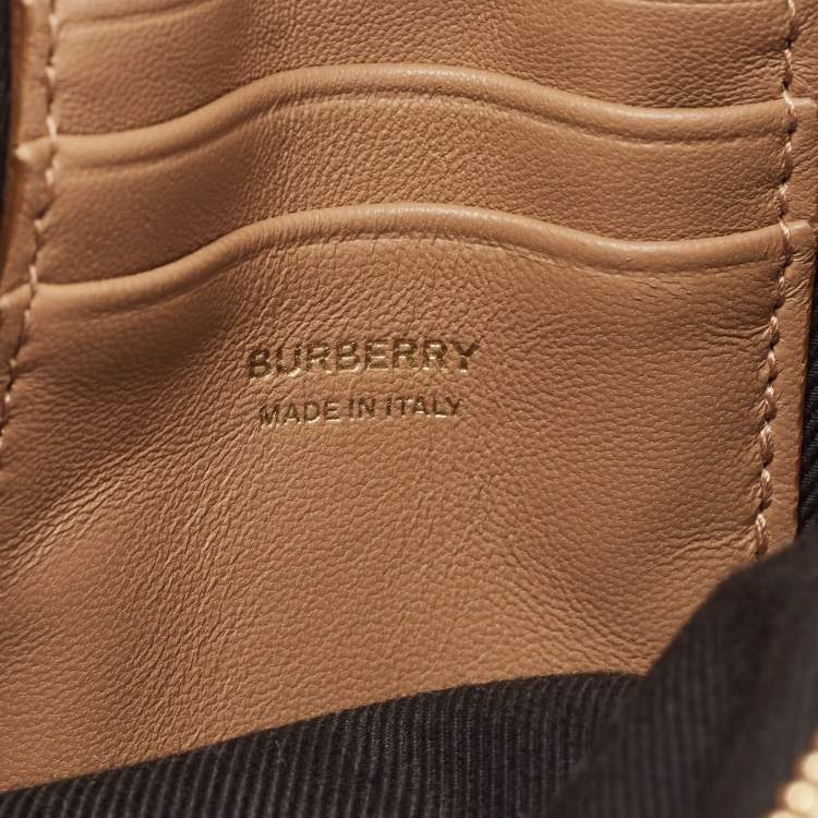 Pre Owned Burberry Brown Quilted Leather Mini Vertical Lola Pouch
