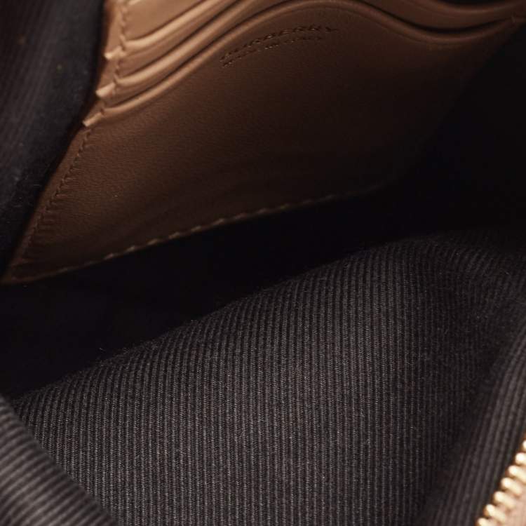 Pre Owned Burberry Brown Quilted Leather Mini Vertical Lola Pouch