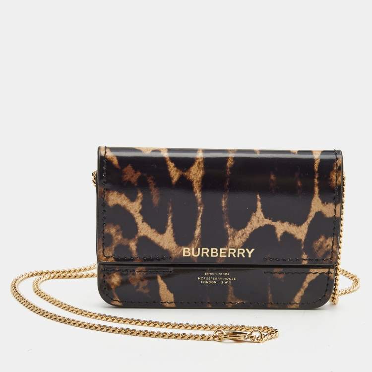 Burberry Jody Leopard-print Chain Strap Wallet