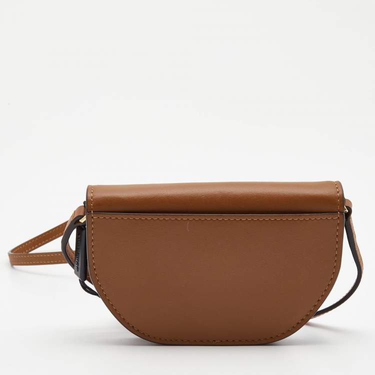 Pre Owned Burberry Brown Leather Micro Olympia Crossbody Bag