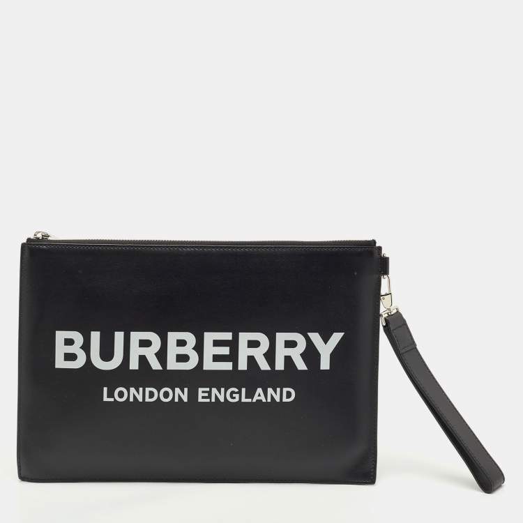 Burberry Black Leather Edin Zip Pouch Burberry