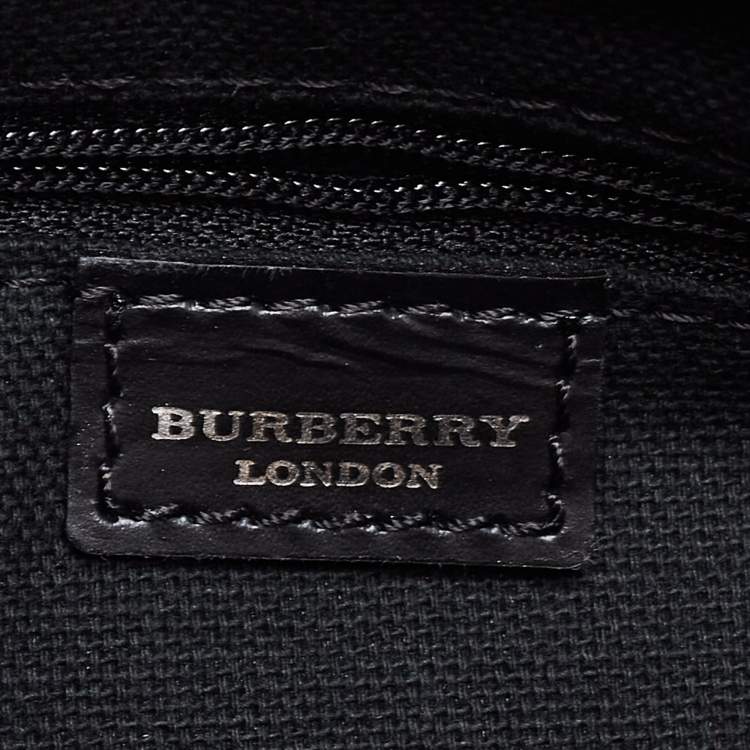 Pre Owned Burberry Black/Beige House Check PVC and Leather Monroe Shoulder Bag
