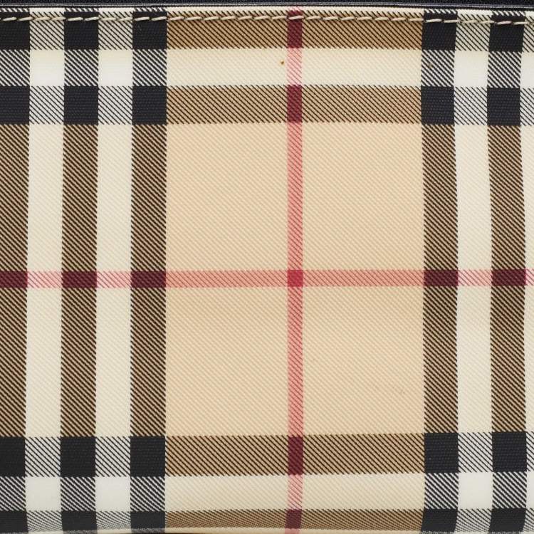 Pre Owned Burberry Black/Beige House Check PVC and Leather Monroe Shoulder Bag