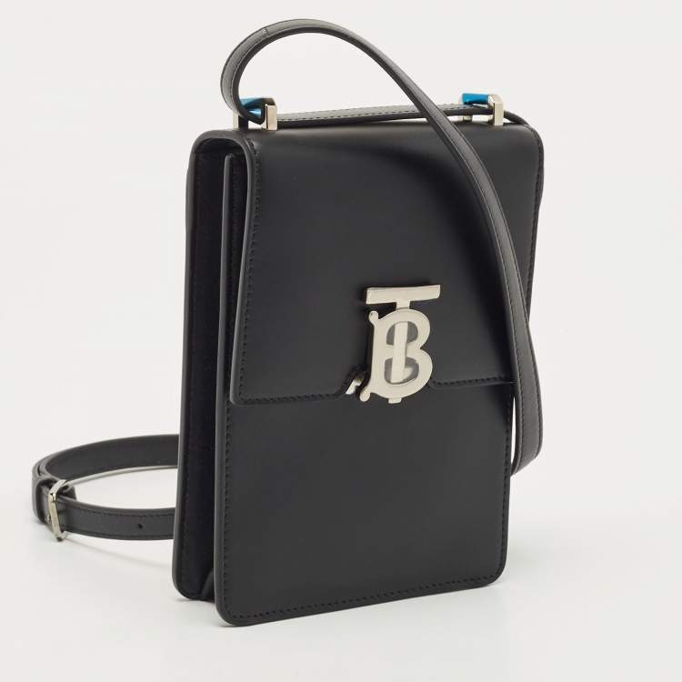 Pre Owned Burberry Black Leather Robin Crossbody Bag