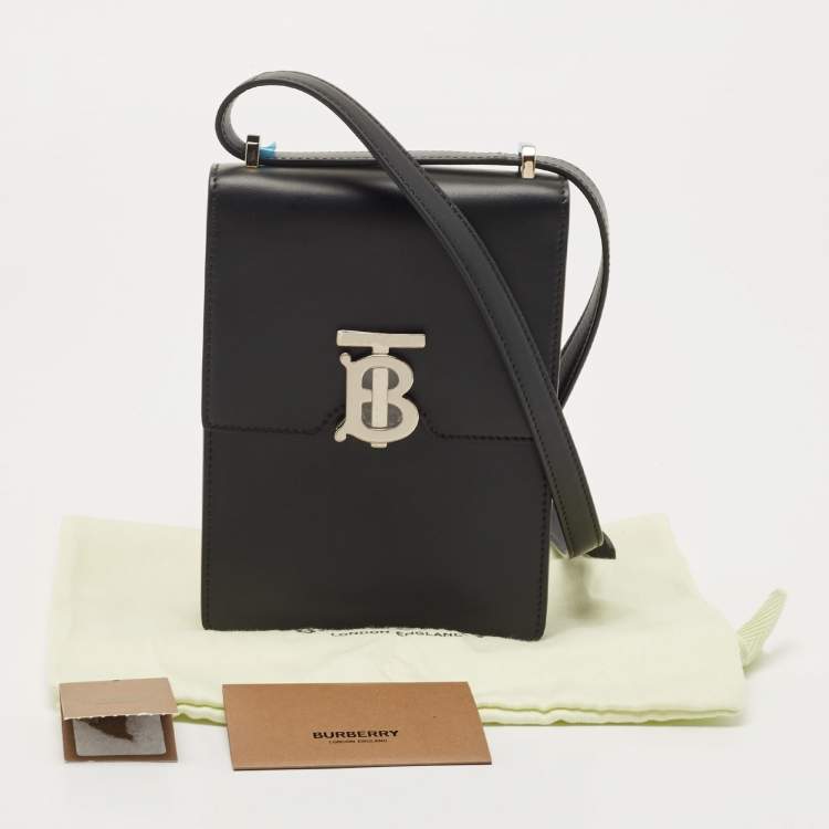 Pre Owned Burberry Black Leather Robin Crossbody Bag