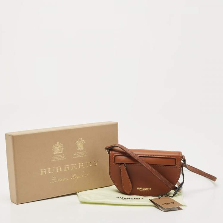 Pre Owned Burberry Brown Micro Olympia Crossbody Card Case