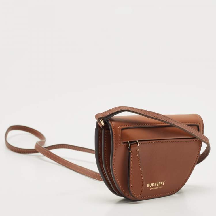 Pre Owned Burberry Brown Micro Olympia Crossbody Card Case