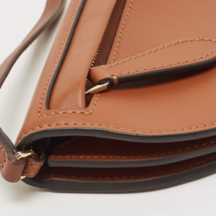 Pre Owned Burberry Brown Micro Olympia Crossbody Card Case