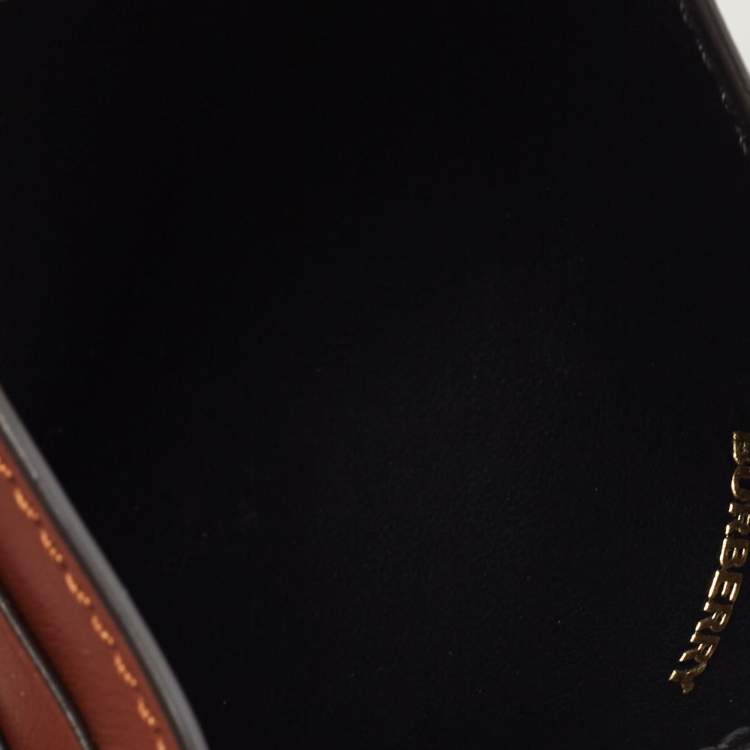 Pre Owned Burberry Brown Bridle Monogram Coated Canvas and Leather Sandon Card Holder 