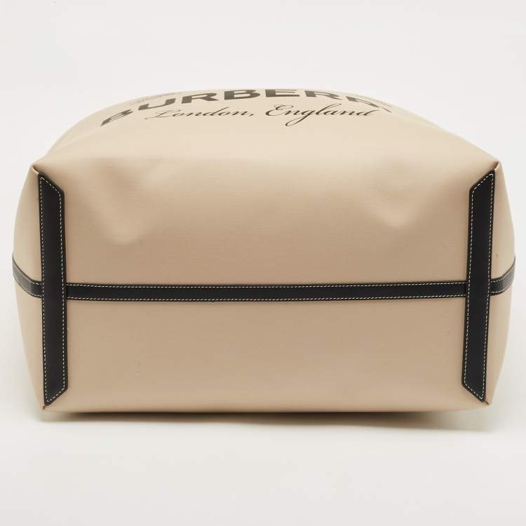 Pre Owned Burberry Beige Fabric Large London Tote